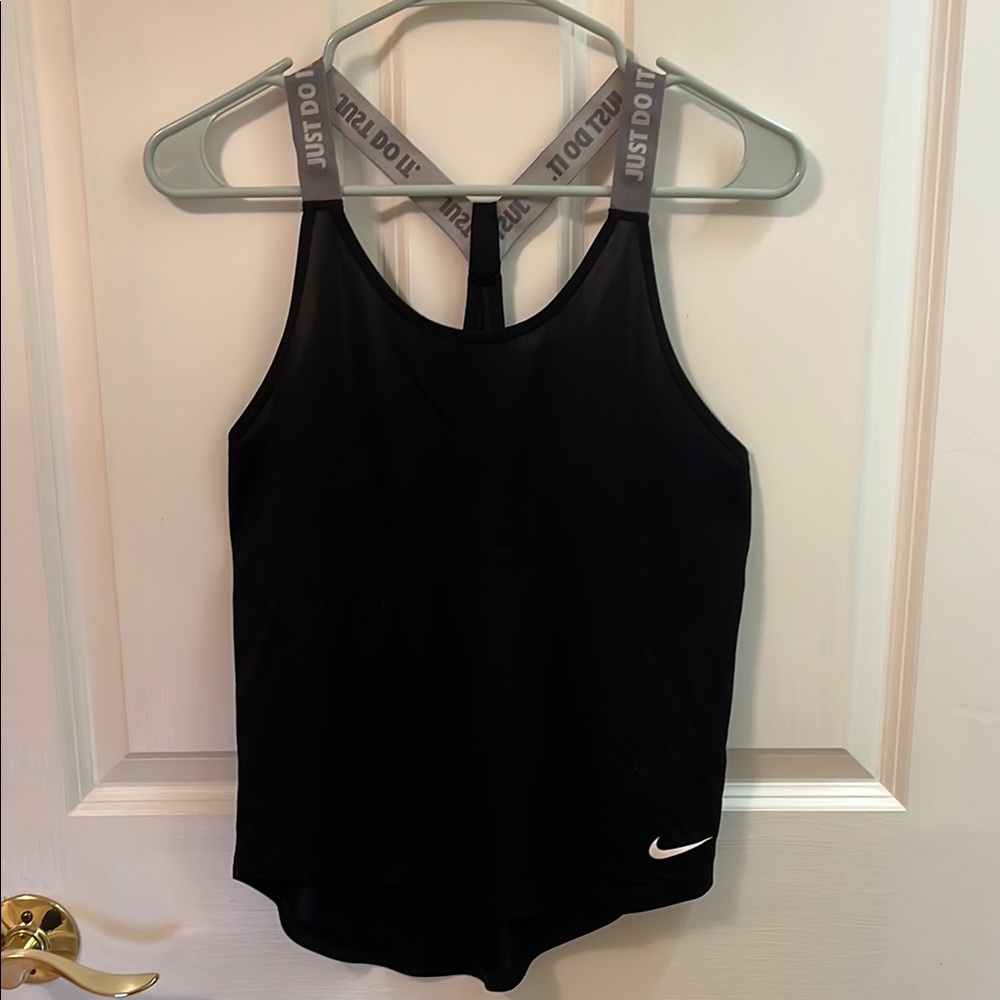 Nike Black Tank with Gray 'Just Do It' Straps